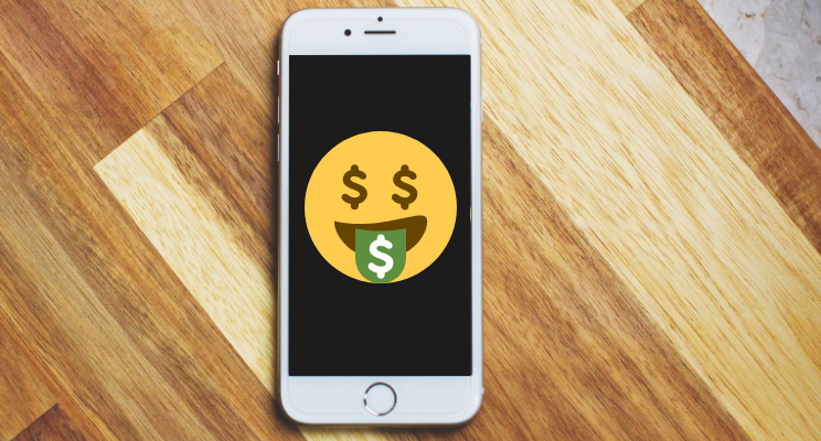 Smart phone with animated emoji displaying